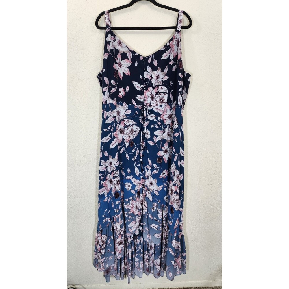 Nanette Lepore Plus Size 20W Maxi Dress Teal Floral Boho Button Front Tiered